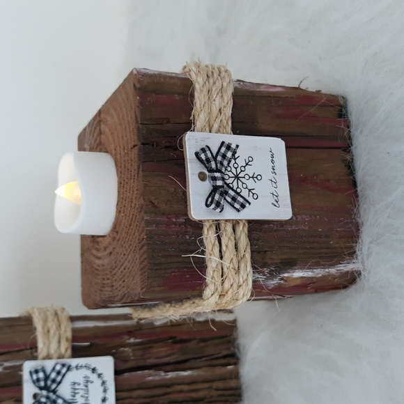 Farmhouse Rustic Wooden Candleholders. Set of Three - Picture 2 of 5